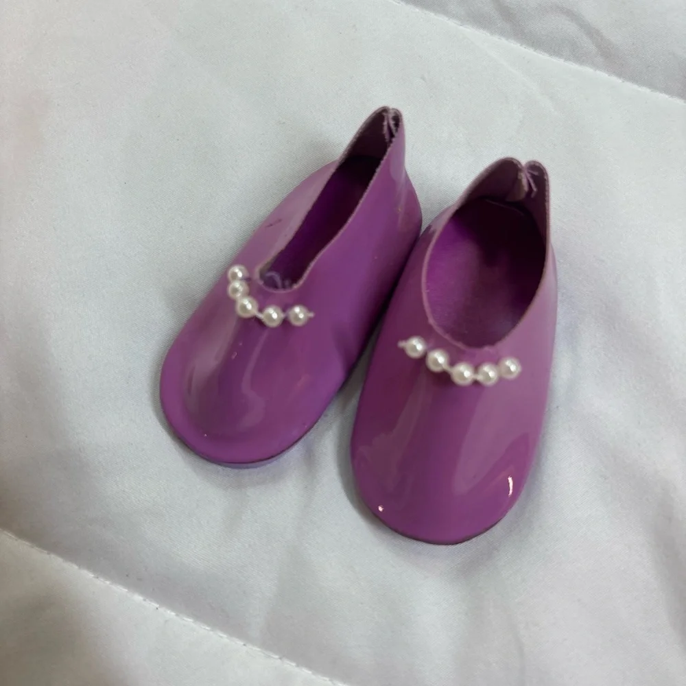 Purple 18” Doll Shoes with Pearl accents